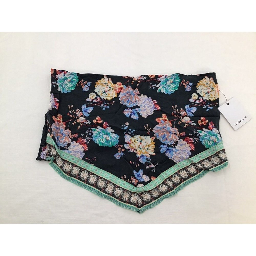O'NEILL Womens Size Large Floral Print Strapless Halter Crop Top